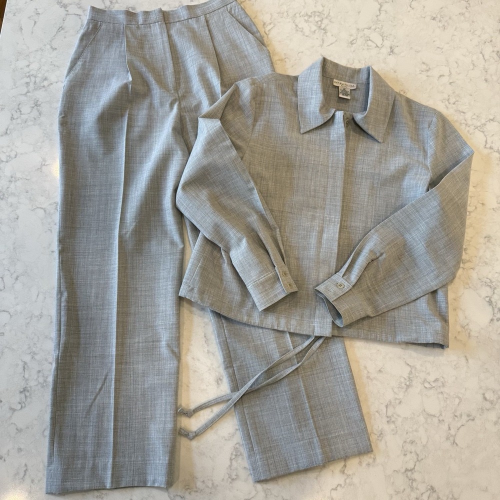 Vintage 2-Piece Suit Set • Heather Gray Pants and Button Up Jacket • 6P